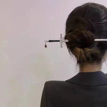 Chinese Style Sword Hairpin for Women with Ruby Accent - Smarsty