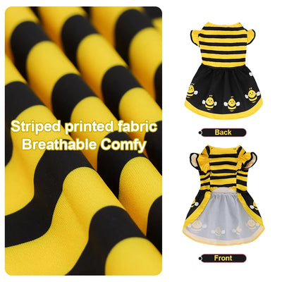 Cute Bee Dog Dress for Halloween and Parties - Smarsty