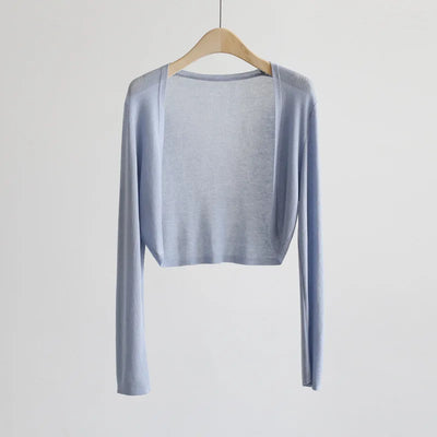 Sun Protection Knit Cardigan Women's Thin Coat Ice Silk Outerwear Cover-up Shawl Air Conditioning Shirt Summer - Smarsty