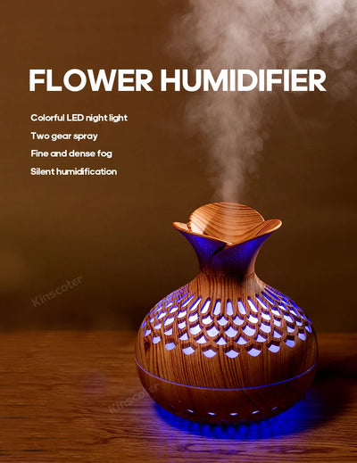 Wood Grain USB Humidifier for Hydration and Aromatherapy - Smarsty