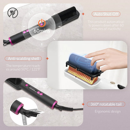 OUDIM Ionic Hair Straightener Brush with Six Temperature Settings - Smarsty