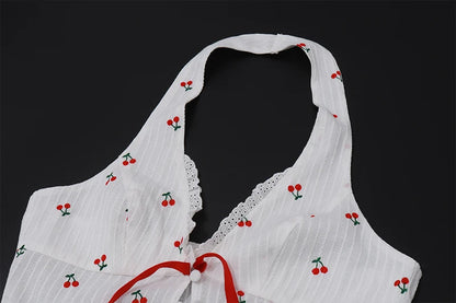 WhereMery Korean Fashion Print Halter Camis Tank Tops Summer Knitted Slim Fit Tank Top High Street Commuter Casual Women's Wear