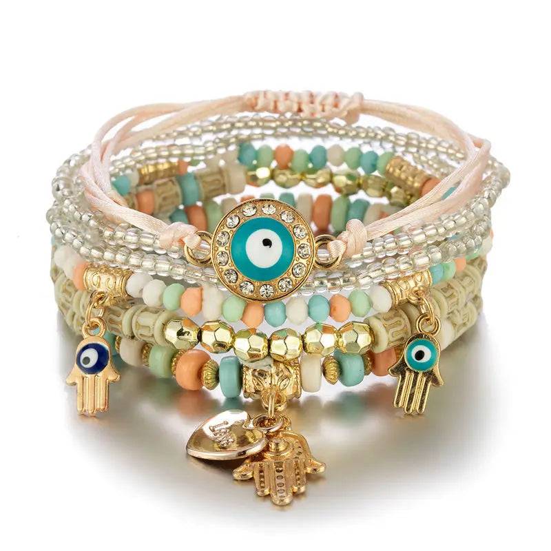 Bohemian Evil Eye Bracelet Set for Women - Smarsty