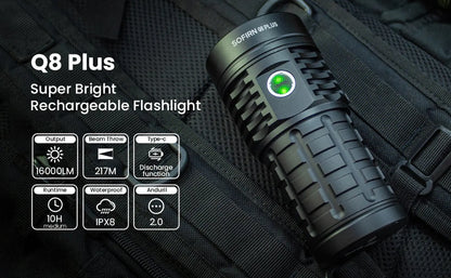 Sofirn Q8 Plus Super Powerful LED Flashlight 16000lm USB C Rechargeable 21700 Anduril 2.0 Torch XHP50B Reverse Charging
