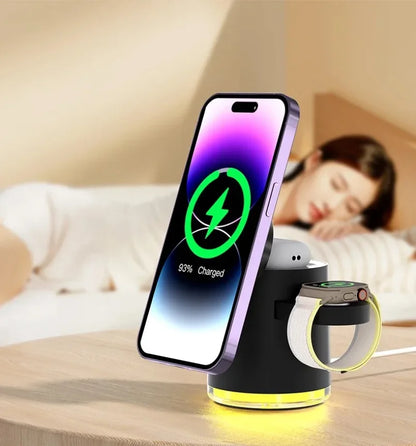 Qi2 3 In 1 Wireless Charger Station With Night Lamp - Smarsty