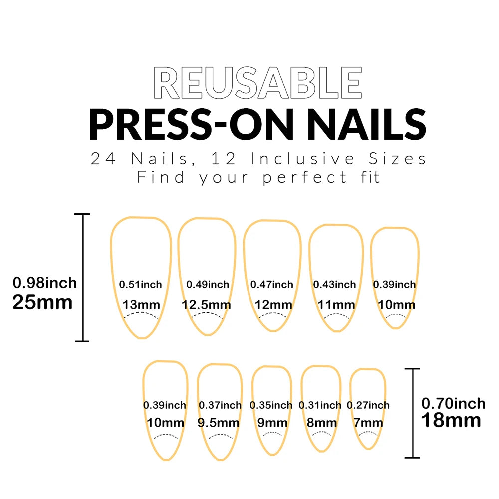 24PCS Medium Pink Black French Tip Press On Nails - Smarsty