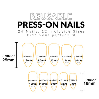 24PCS Medium Pink Black French Tip Press On Nails - Smarsty