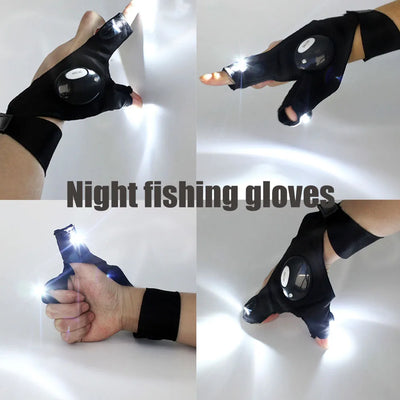 Cycling Gloves With Lights Gloves for Fishing Equipment Accessories Glove With Led Fingerless Light Fingers Mittens Apparel - Smarsty