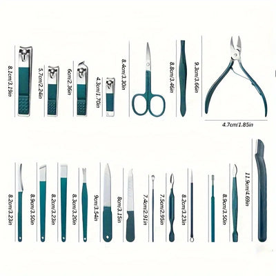 Stainless Steel Nail Care Kit with Travel Case - Smarsty