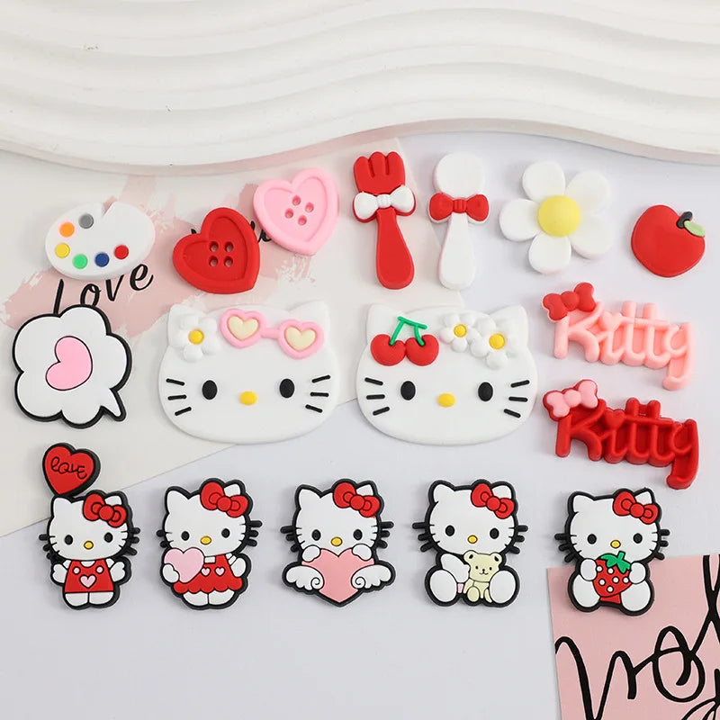 Beach Style Tropical Tan Hello Kitty Shoe Charms Set For DIY Clogs Sandals Decoration KT Cat PVC Material Design Christmas Gifts