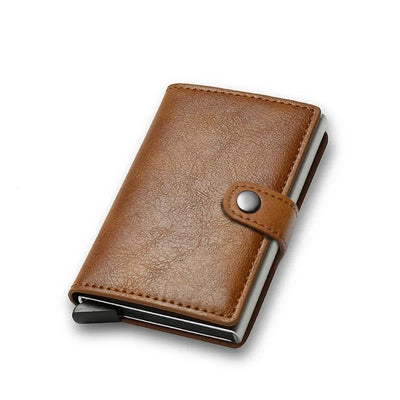Carbon Fiber Credit Card Holder Wallet Men Rfid Smart Metal Thin Slim Pop Up Minimalist Wallet Small Black Purse Metal Vallet - Smarsty