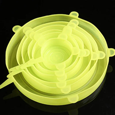 6 Pcs Silicone Cover Stretch Lids for Kitchen Microwave Food Covers Bowl Caps Elastic Silicone Lid Cap Universal Adaptable Lids by Smarsty