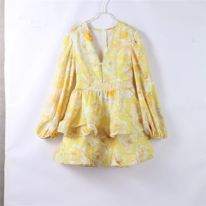 Backless Party Dress Women Elegant 3D Flower Print Sling Lace Up Ruffle A-line Mini Evening Dresses Female 2025 Summer Swimwears - Smarsty