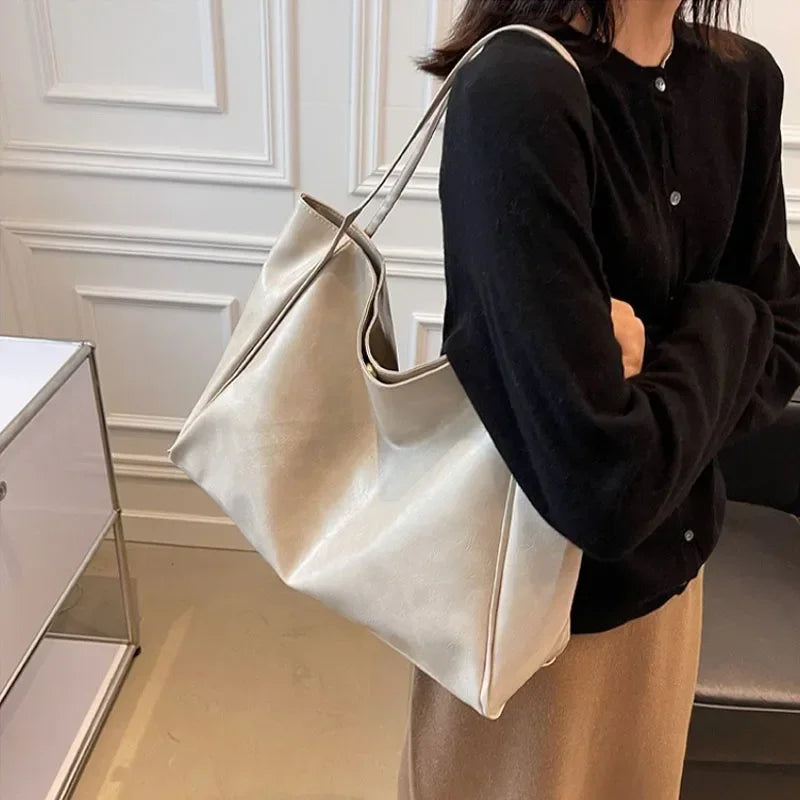 Women PU Leather Tote Bag Large Capacity Shoulder Crossbody - Smarsty