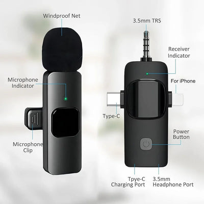 Basix Professional Wireless Lavalier Microphone for Live Recording - Smarsty
