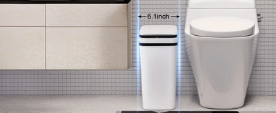 2 Pack 12L Bathroom Automatic Trash Cans Touchless Motion Sensor Slim with Lid for Bathroom Bedroom Living Room Office White - Smarsty