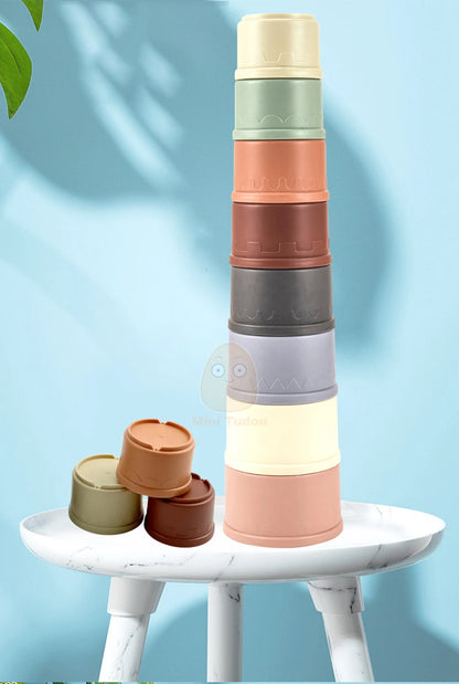 Baby Toys Stacking Cup Cartoon Early Educational Learning Color Number Nesting Sorting Bath Shower Play Water Sand Game For Kids - Smarsty