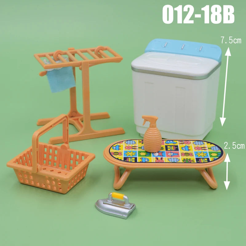 Dollhouse Furniture Kitchen Play Set Miniature Refrigerator 1:12 Mini Food Living Room Sofa Set Pretend Play Accessores Toy by Smarsty