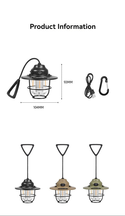 Shine Trip Outdoor Retro Smalldroplight, Campsite Lamp, Atmosphere Lamp, USB Charging Tent Light, LED Camping Hangling Lamp by Smarsty