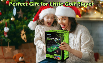 Kids Toy Golf Club Set with  LED Automatic Ball Returner, Golf Putting Mat Toddler Mini Golf Game Sports Gift for 3+  Boys Girls