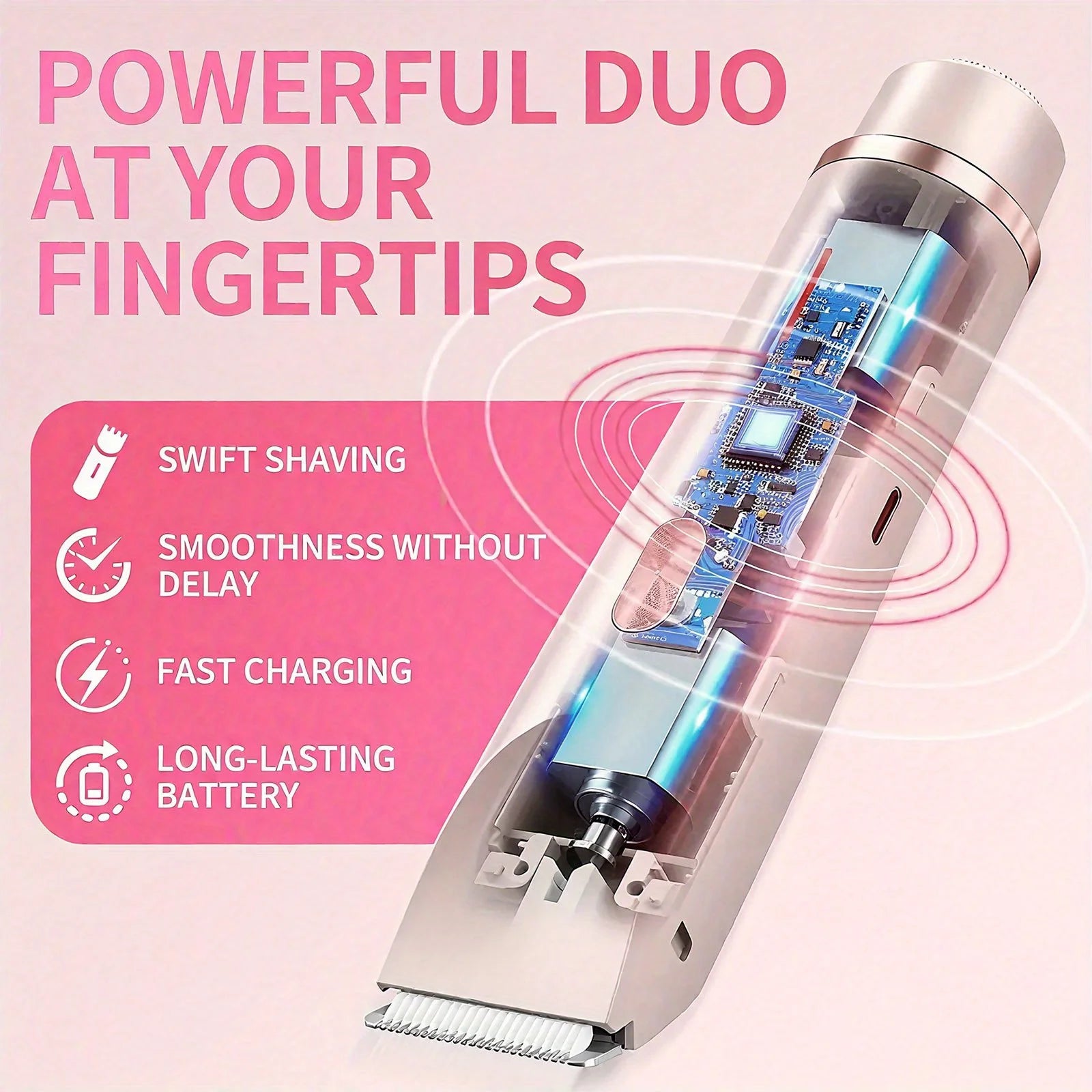 2-in-1 dual-head electric epilator and shaver for underarms, legs and face hair removal, birthday/Christmas gift - Smarsty