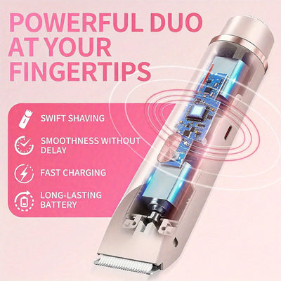 2-in-1 dual-head electric epilator and shaver for underarms, legs and face hair removal, birthday/Christmas gift - Smarsty