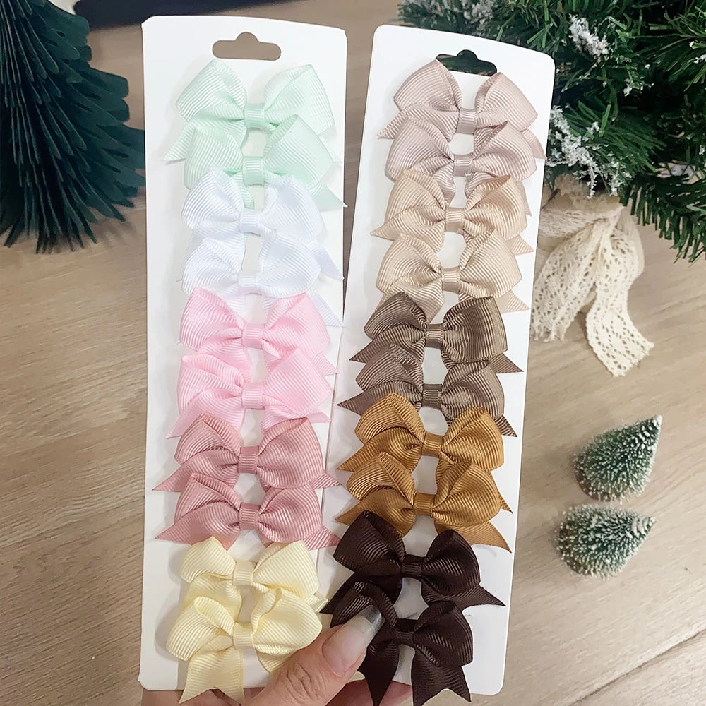 Handmade Baby Girls Bow Hair Clips Set Nontoxic Soft - Smarsty