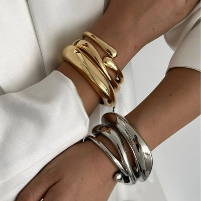 Vintage Hip Hop Metal Cuff Bangles for Women - Smarsty