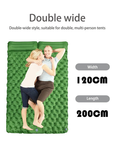 Outdoor Camping Double Inflatable Mattress Extra Wide Sleeping Pad Ultralight Folding Bed Sleeping Mat Car Travel Mat by Smarsty