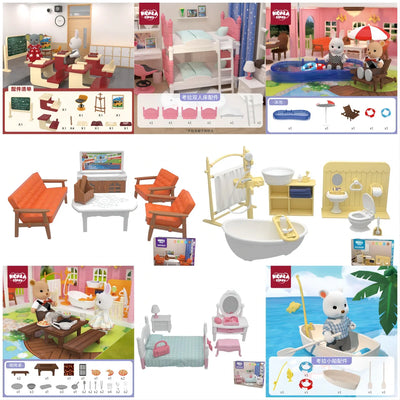 Original Toys Miniature Items Furniture Family Toys Dollhouse LivingRoom Bathroom Kitchen Set Pretend Creative Ideas Kids Toys by Smarsty