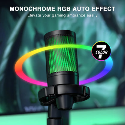 AmpliGame RGB USB Gaming Microphone with Mute Feature - Smarsty