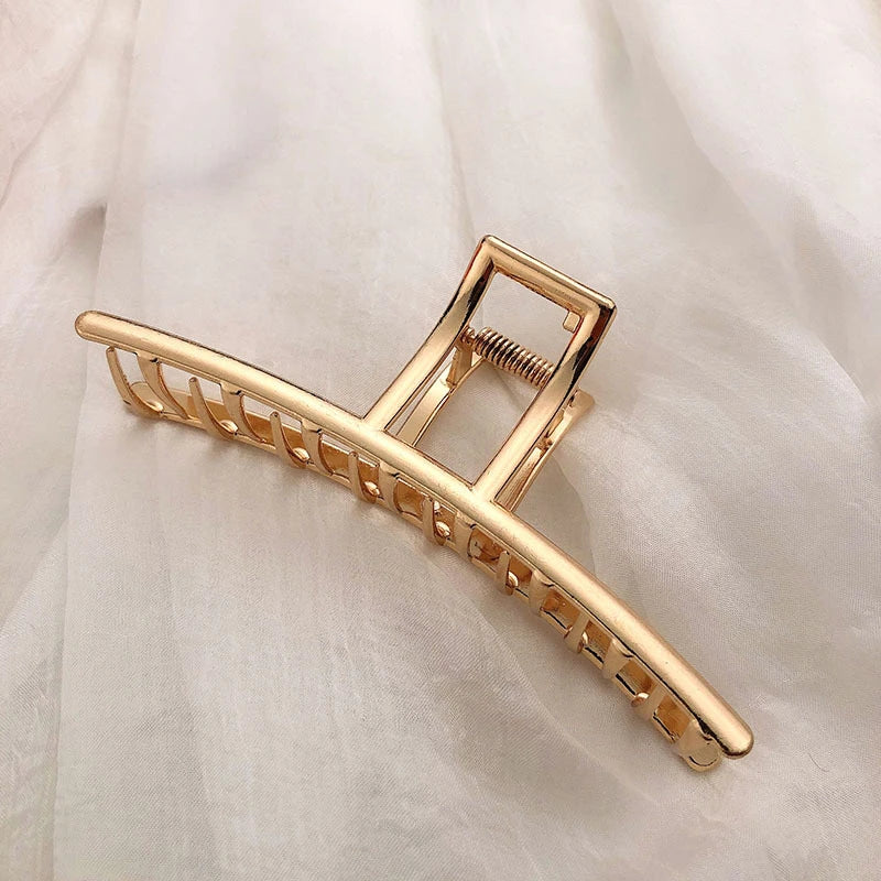 Gold Hollow Geometric Hair Clips for Stylish Women - Smarsty