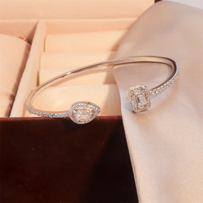 Luxury Gold Cuff Bangles with Cubic Zirconia for Women - Smarsty