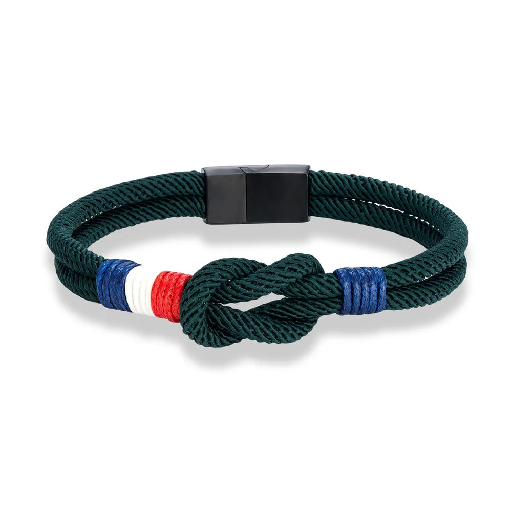 Black Stainless Steel Rope Bracelet Handmade Double Layer - Smarsty