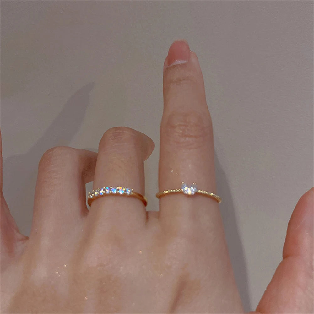Elegant Dainty Crystal Heart Rings Set for Women - Smarsty