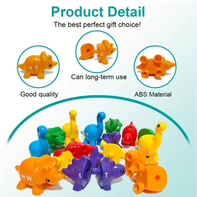 Dinosaur Matching Game Toys Alphabet Matching / Number Matching Montessori Toy for Kids Learning Colors Numbers Letters Toy - Smarsty