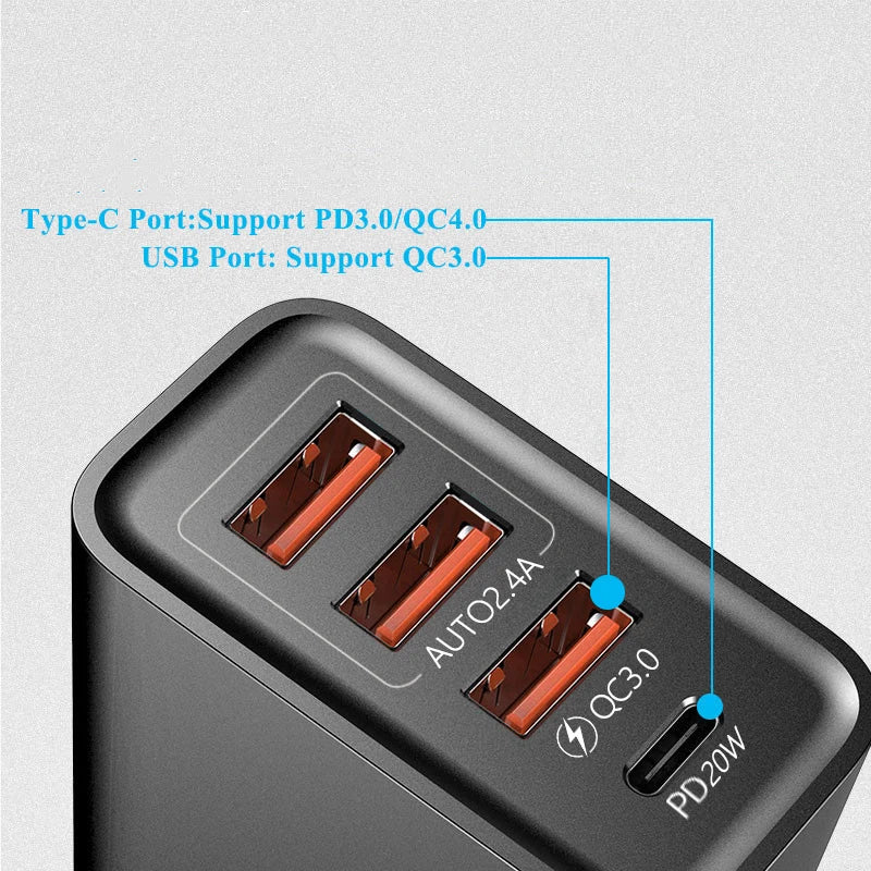 48W USB C WallMountedCharger PD Fast Charge 3.0 Universal - Smarsty