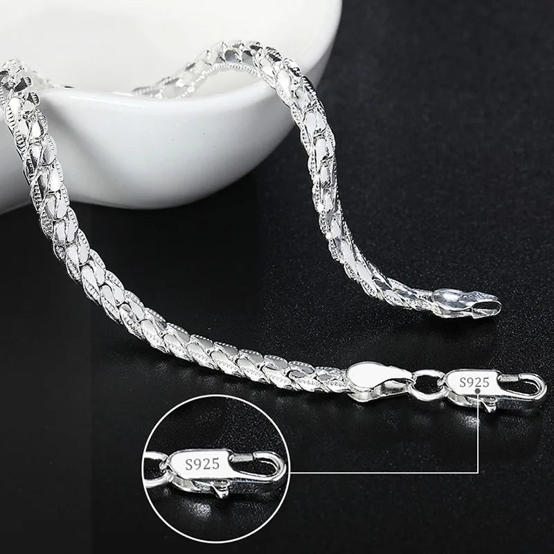Sterling Silver Square Chain Bracelet Unisex Gift - Smarsty