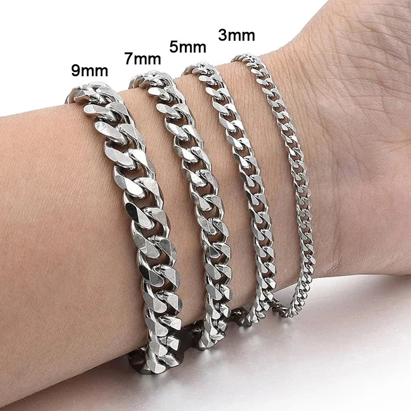 Trendy Stainless Steel Cuban Chain Bracelet for Men - Smarsty