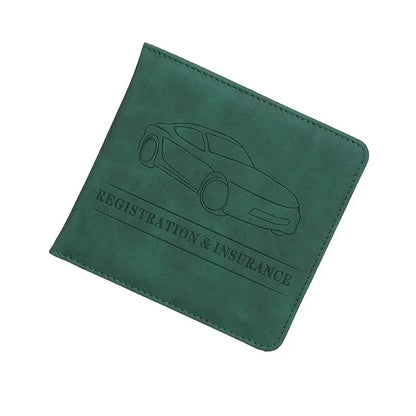 Car Registration Driver's License and Insurance Card Holder - Leather Vehicle Glove Box Automobile Documents Paperwork Organizer