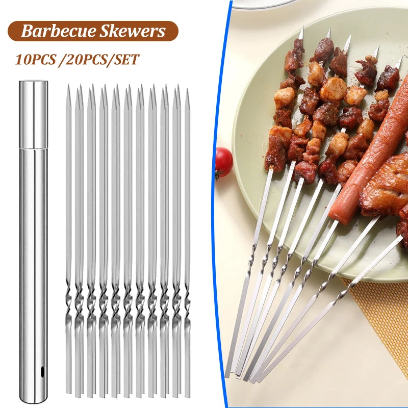 Stainless Steel Barbecue Skewers Reusable Easy Clean Design - Smarsty