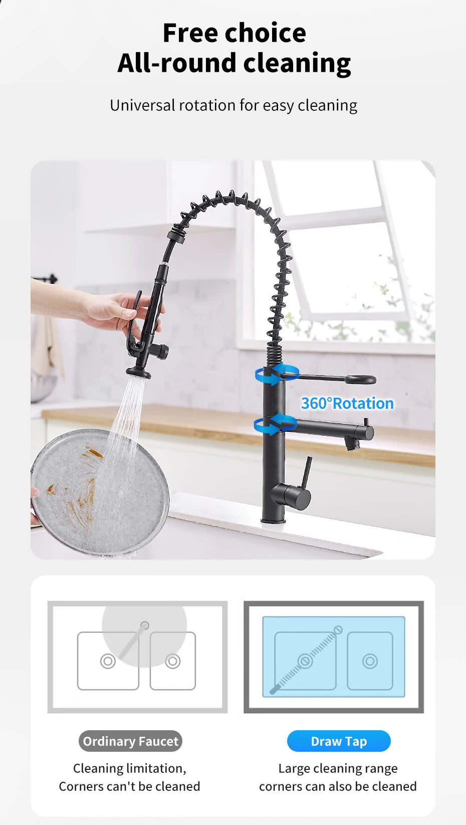 Chrome Brass Kitchen Faucet with Pull Out Spray - Smarsty