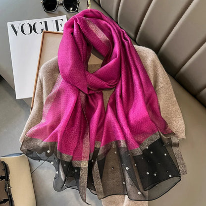 Luxury Women Silk Scarf Lightweight Summer Shawl - Smarsty
