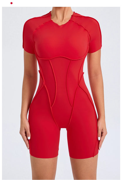 Short Jumpsuit Gym Clothes For Women Sportswear Fitness Overalls Backless Scrunch Booty Yoga Suit Sports Set Outfit - Smarsty