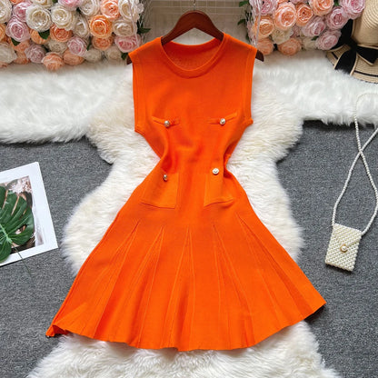 YuooMuoo Chic Fashion 2025 Summer Pleated Short Dress Women O-neck Slim Waist A-line Party Dress Streetwear Lady Outfits Vestido - Smarsty