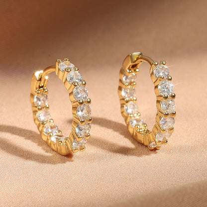 Shiny Zircon Huggie Earrings Tiny Cartilage Hoops Gift - Smarsty