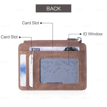 Short Matte Leather Card Wallet - Retro Multi-card Holder with Frosted Fabric, Zipper Bag for Money, New Minimalist Purse