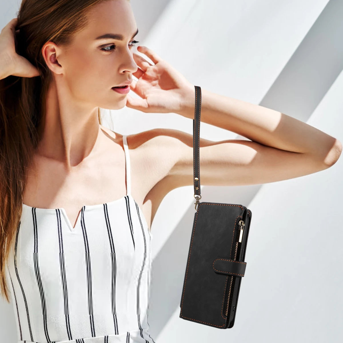 PU Leather Phone Case for Samsung Galaxy S25Edge Ultra S24 S23 S22 S21 S20 S10 S9 S8Plus FE Note20 Flip Wallet Style Phone Cover