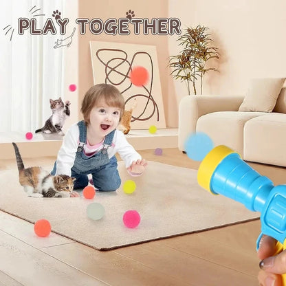Interactive Cat Toy Shooting Gun with Plush Balls - Smarsty