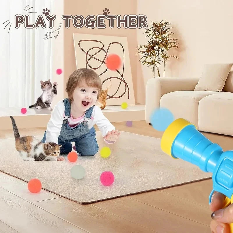 Interactive Cat Toy Shooting Gun with Plush Balls - Smarsty